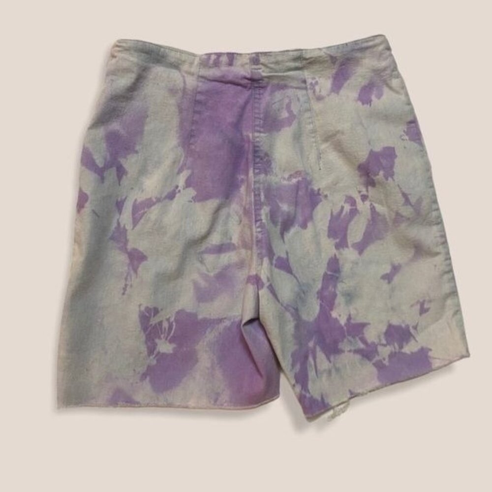 Vanilia tie dyed Raw Hem Denim Shorts 26" Waist